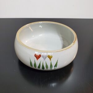Nobilta Ceramic 5" Bowl and Oven Storage Container Gray Flower 450ml No Lid